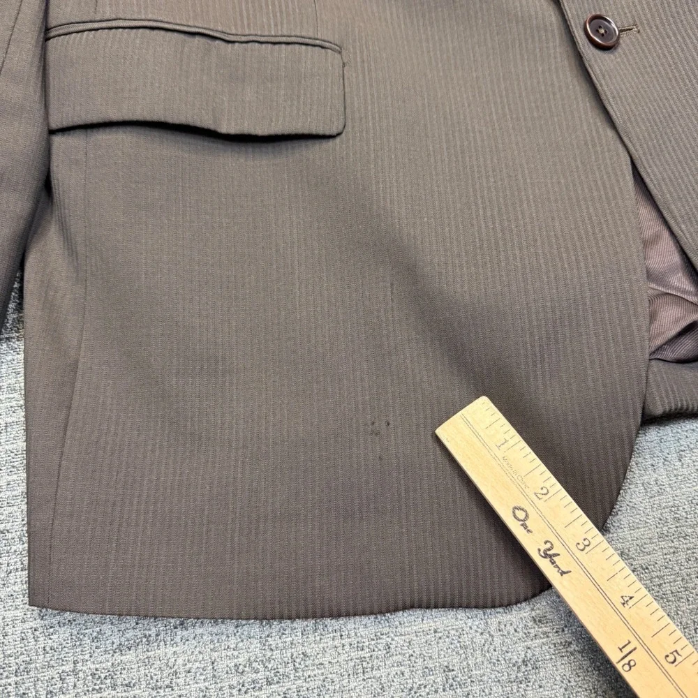 Pronto Uomo Blazer Mens 48L Brown Pinstripe Wool Zignone Italy Sport Coat